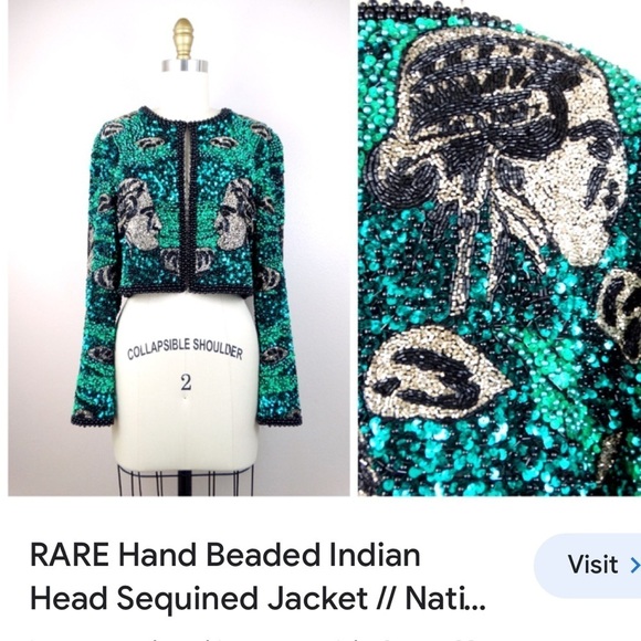 RARE Beaded Indian Head Sequined Jacket - Picture 15 of 17
